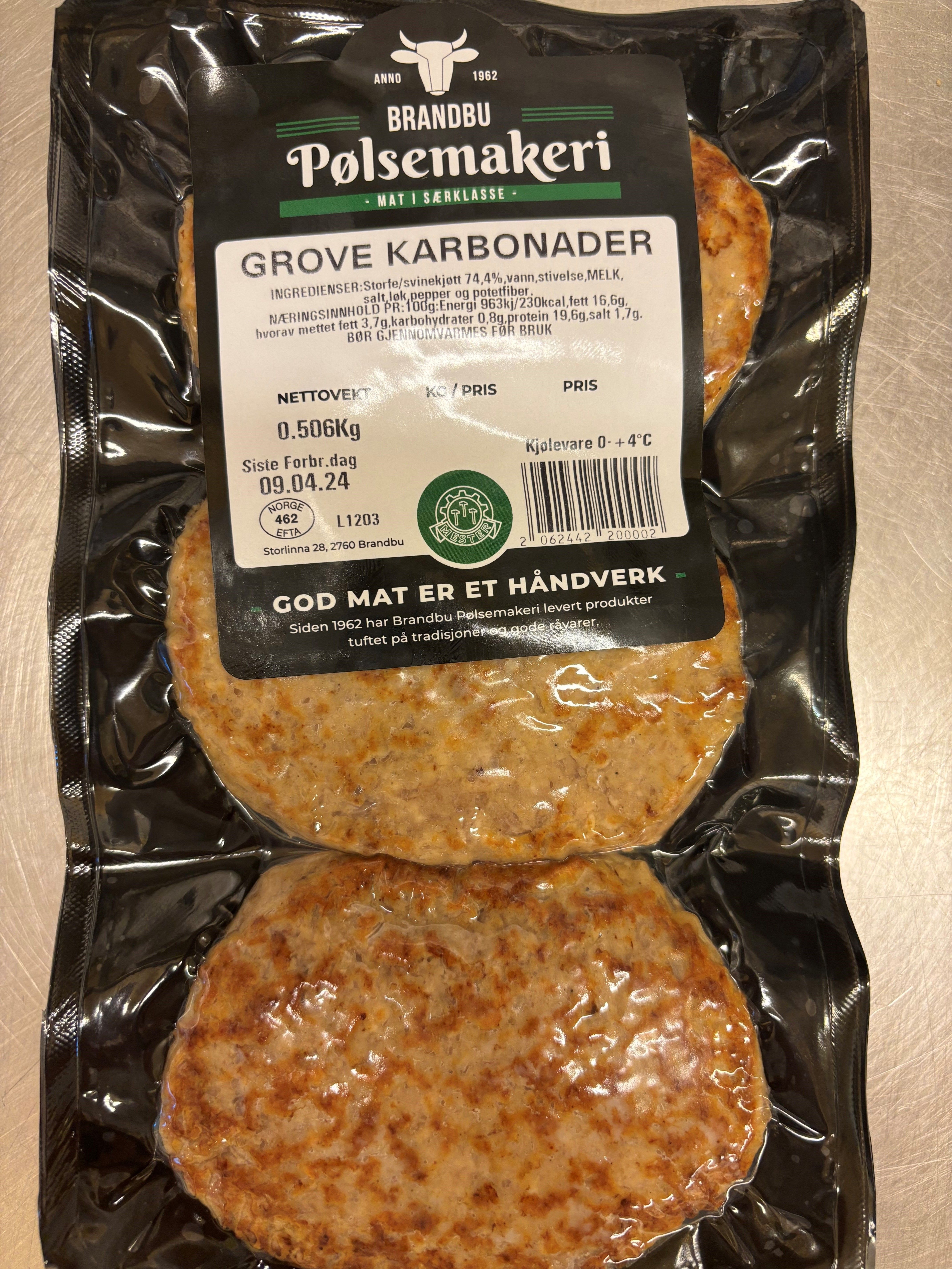 Brandbu pølsemakeri Grove karbonader 6stk