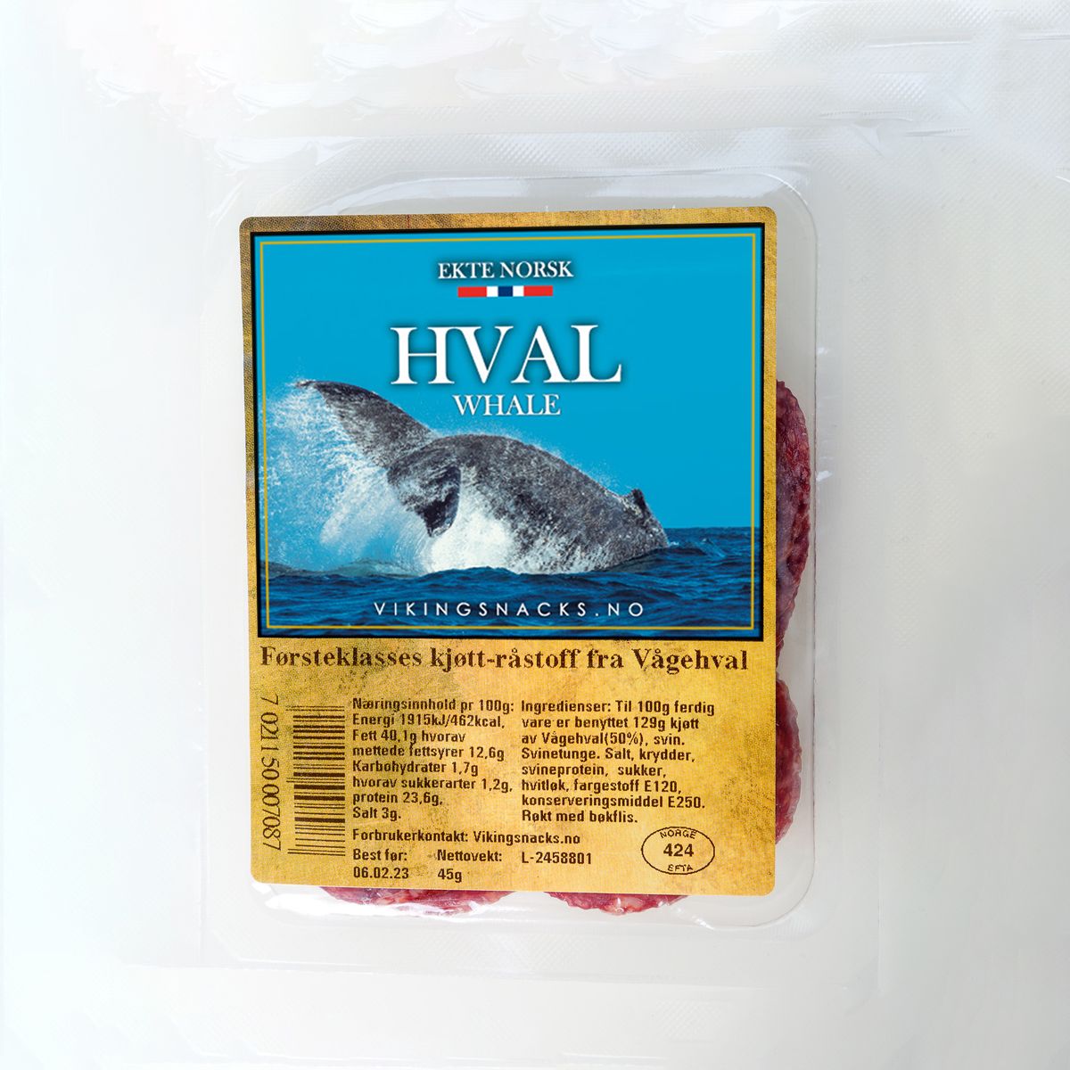VIKINGSNACKS Hvalpølse 45g Norske Mat Tradisjoner As 45g