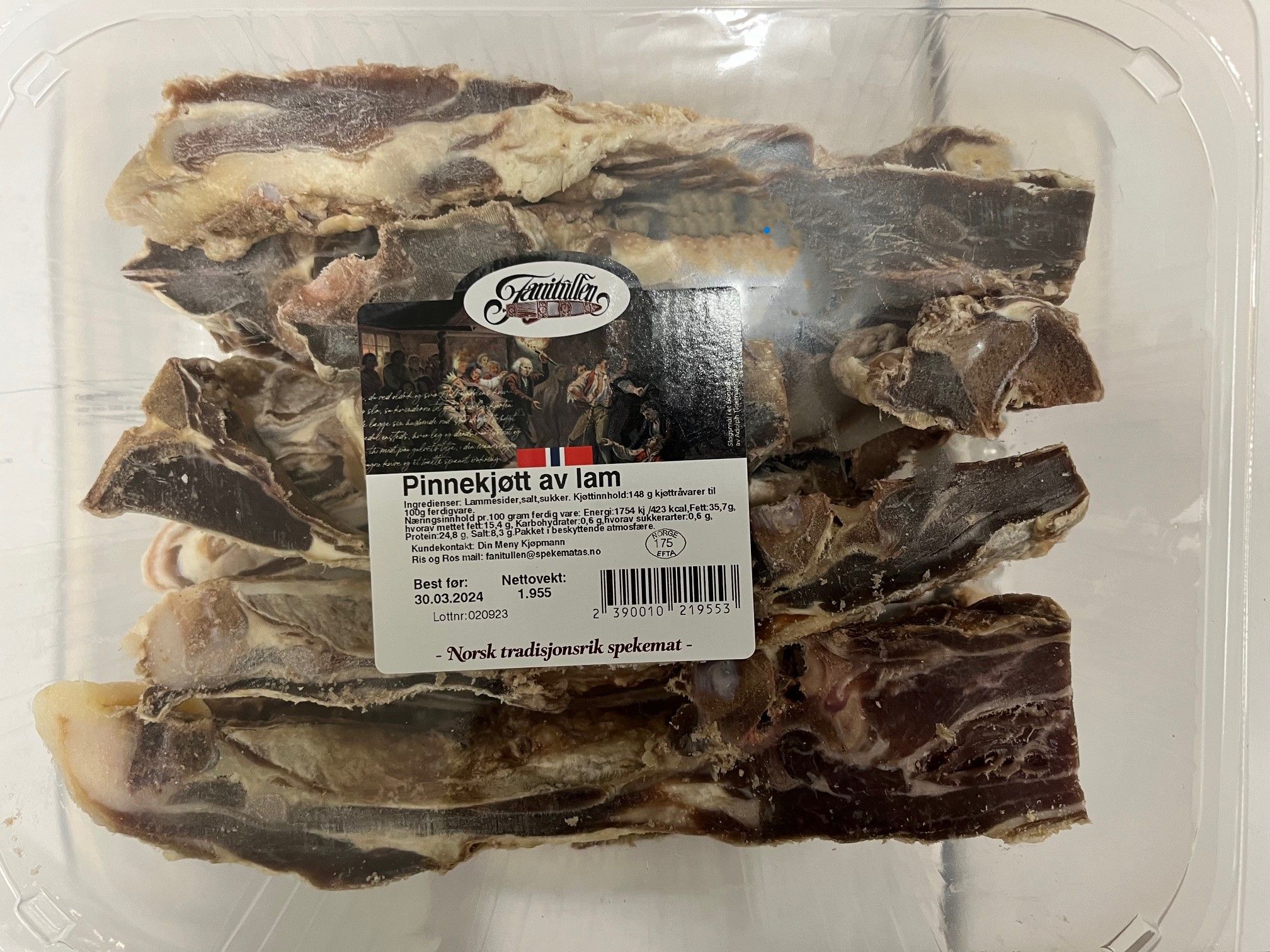 Pinnekjøtt av Lam kuttet ca 1,8 kg i skål Fanitullen