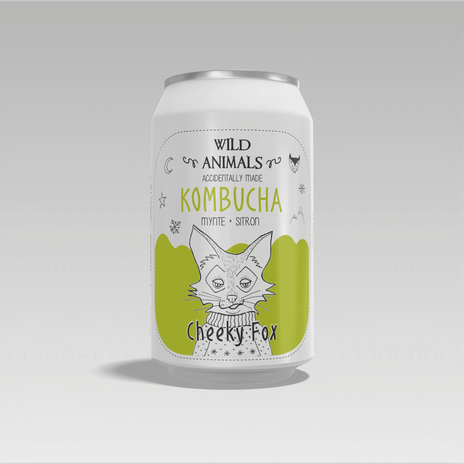 Wild Animals Kombucha Cheeky Fox 0.33l bx Sitron og mynte - SENJA ROASTERS AS - Lemon & Mint 0,33l