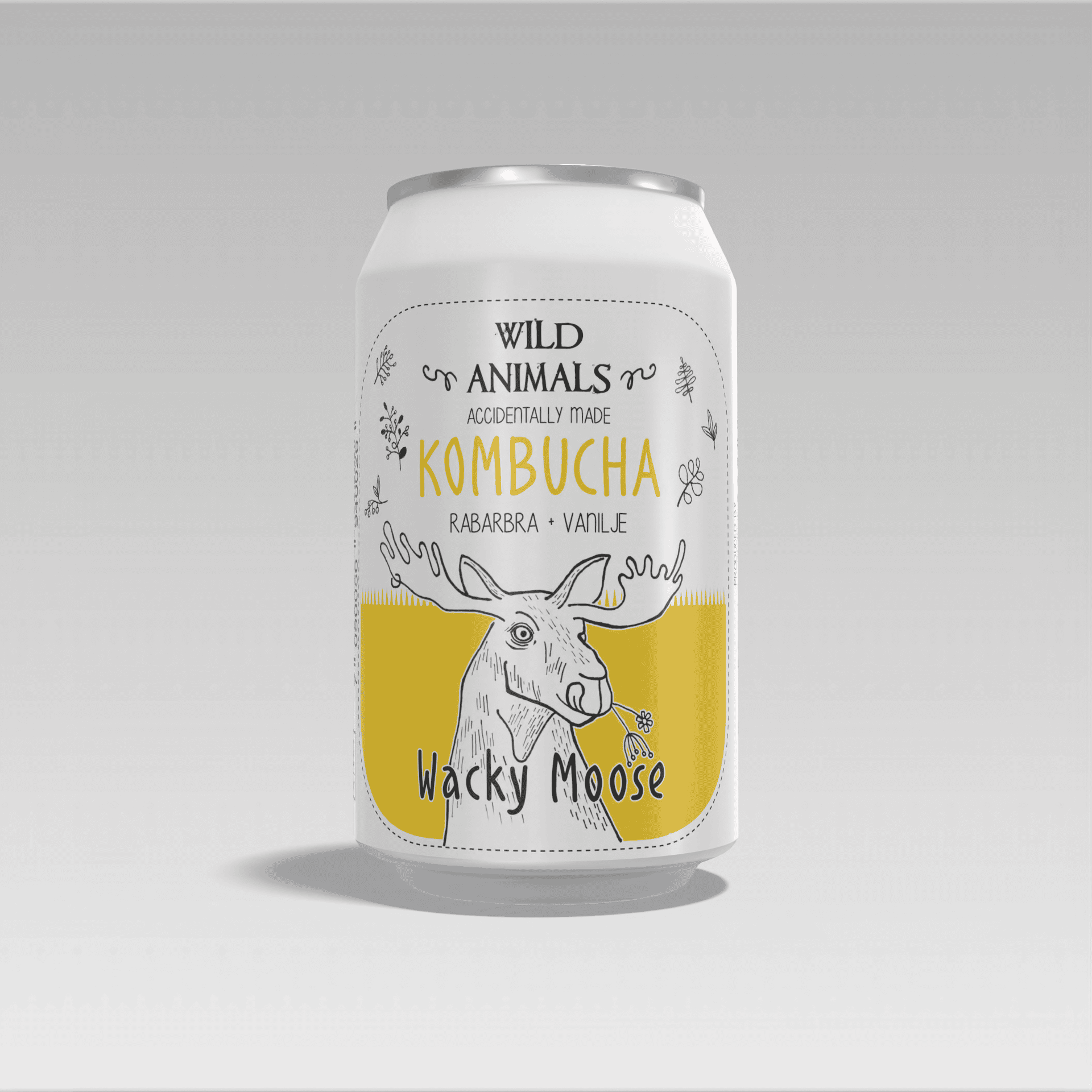 Wild Animals Kombucha Wacky Moose 0.33l bx Rhubarb og Vanilje 0,33l - SENJA ROASTERS AS - Rhubarb & Vanilla 0,33l
