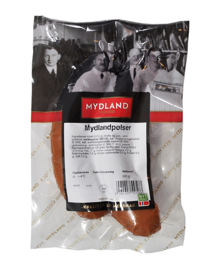 Illustrasjonsbilde - Mydland Mydlandpølse 240g Mydland 240g
