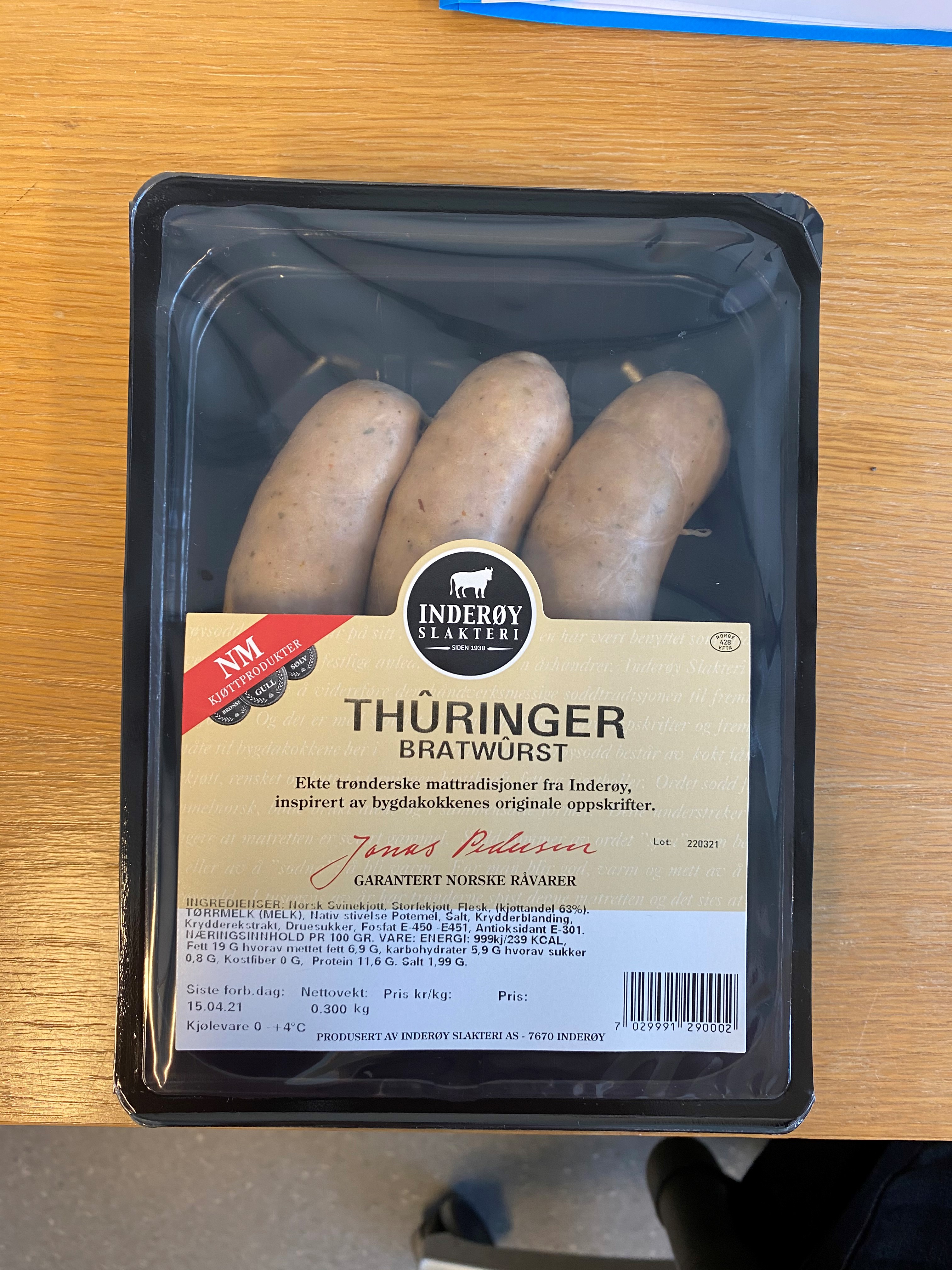 Illustrasjonsbilde - Thüringer Bratwurst 300g