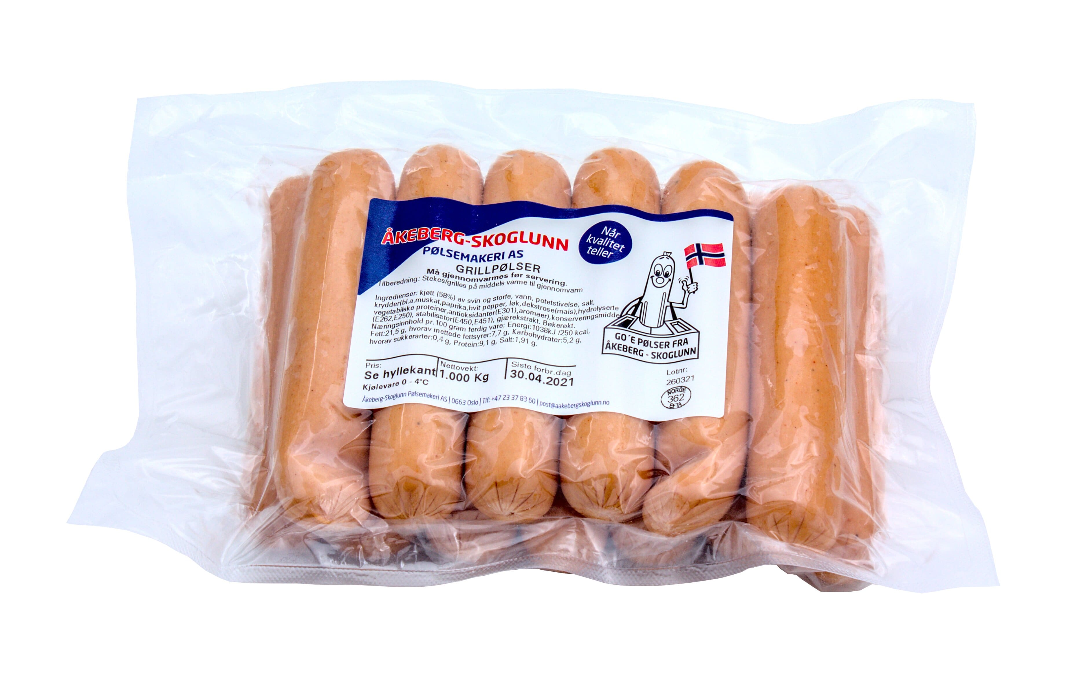 Illustrasjonsbilde - ÅKEBERG SKOGLUNN Grillpølse 1000g