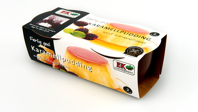 Illustrasjonsbilde - Karamellpudding, Ek Gårdspakkeri