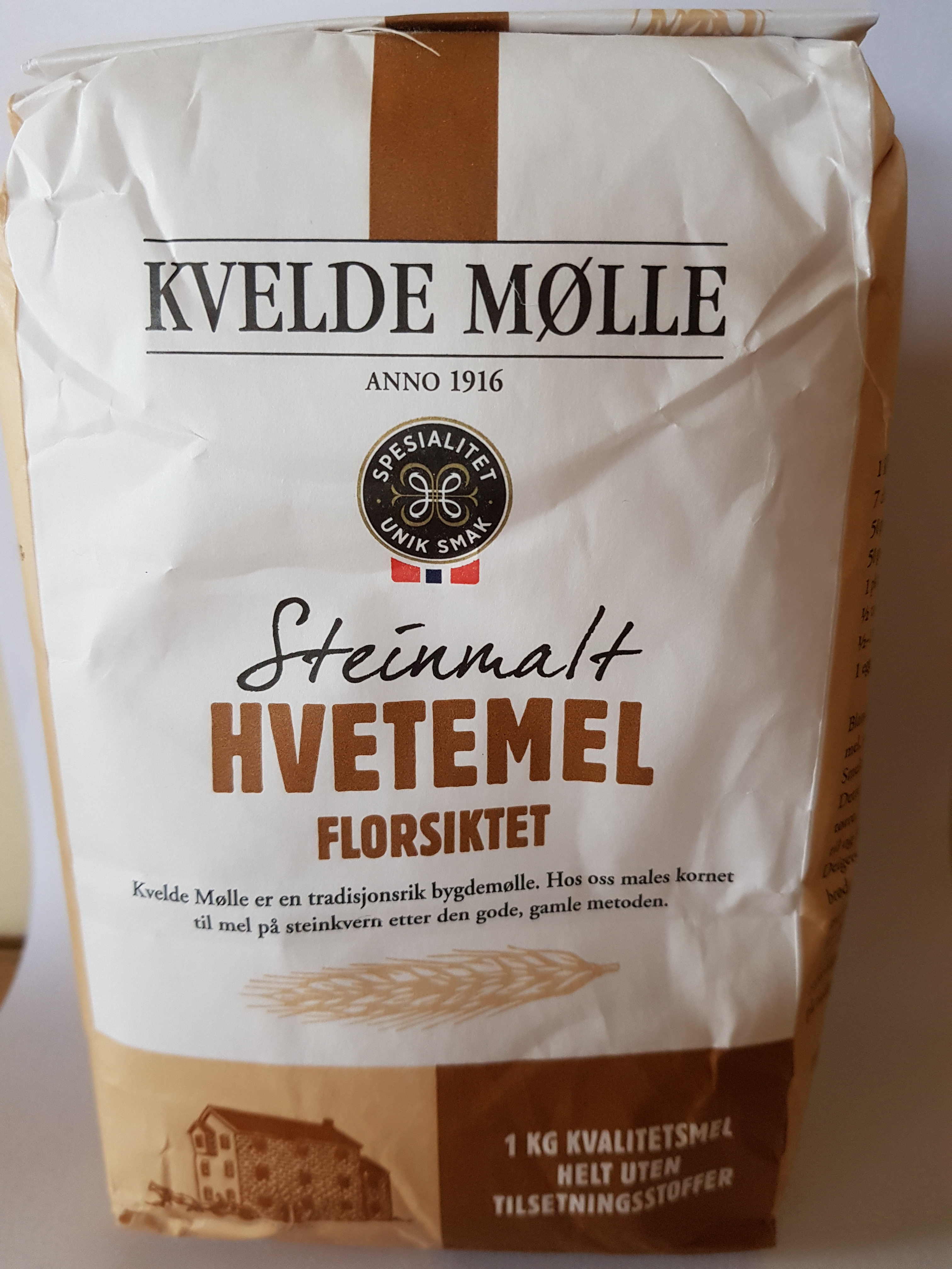 Bilde-1 Florsiktet Hvetemel 1 kg, Kvelde Mølle