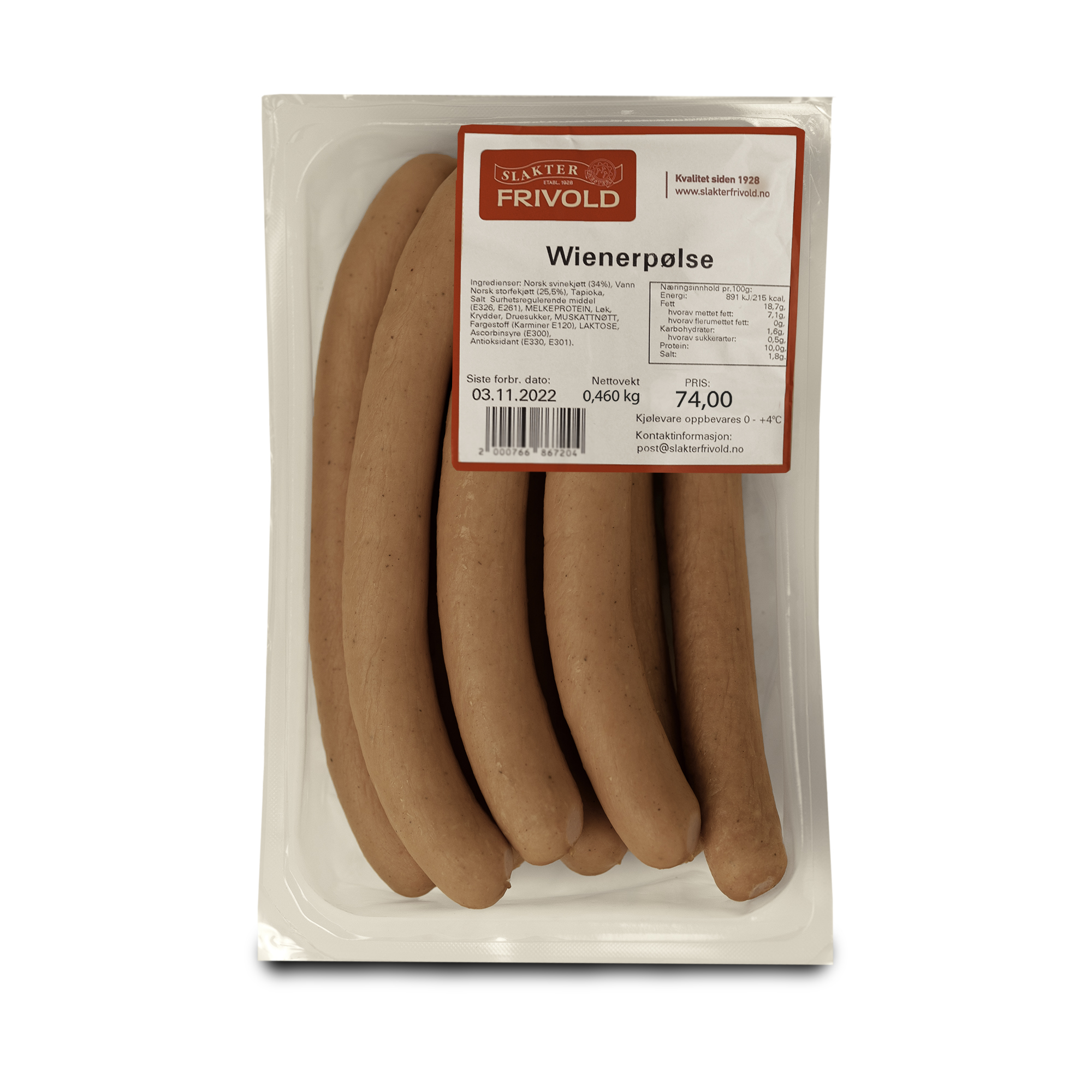 Illustrasjonsbilde - Slakter Frivold Wienerpølser Frivold Pakkedisk