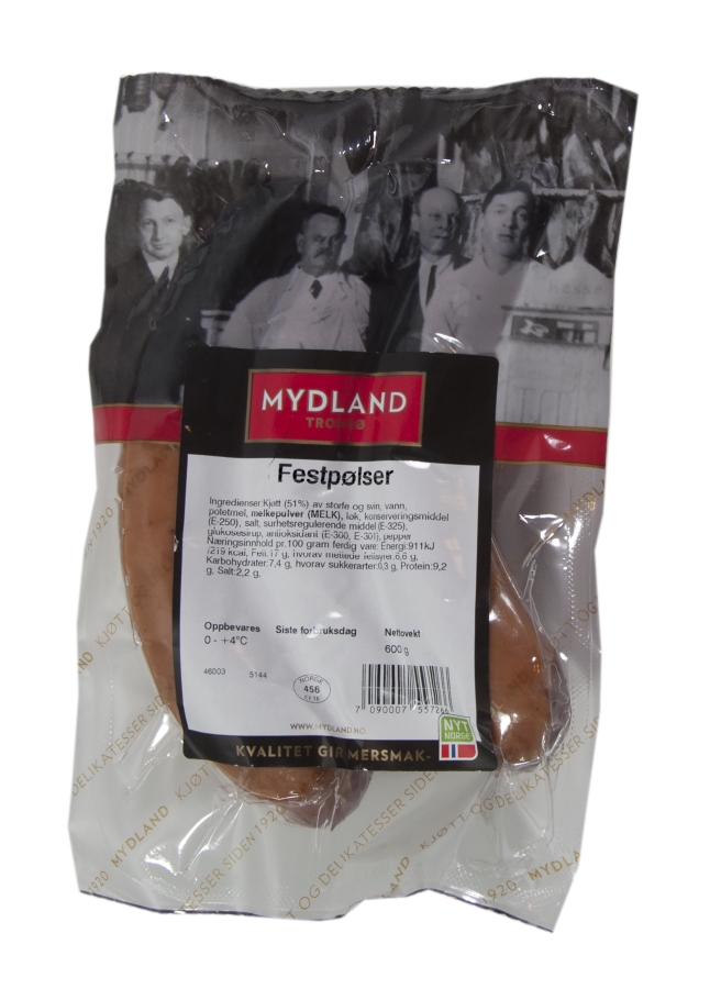 Illustrasjonsbilde - Mydland Festpølse 600g Mydland 600g