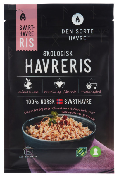 Illustrasjonsbilde - Den Sorte Havre Økologisk Svarthavreris - Norskdyrket Urkorn  - Pose 500g