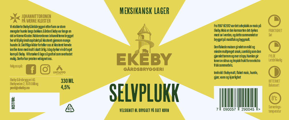 Illustrasjonsbilde - Ekeby Gårdsbryggeri AS Selvplukk 330ml Ekeby Gårdsbryggeri As 330ml