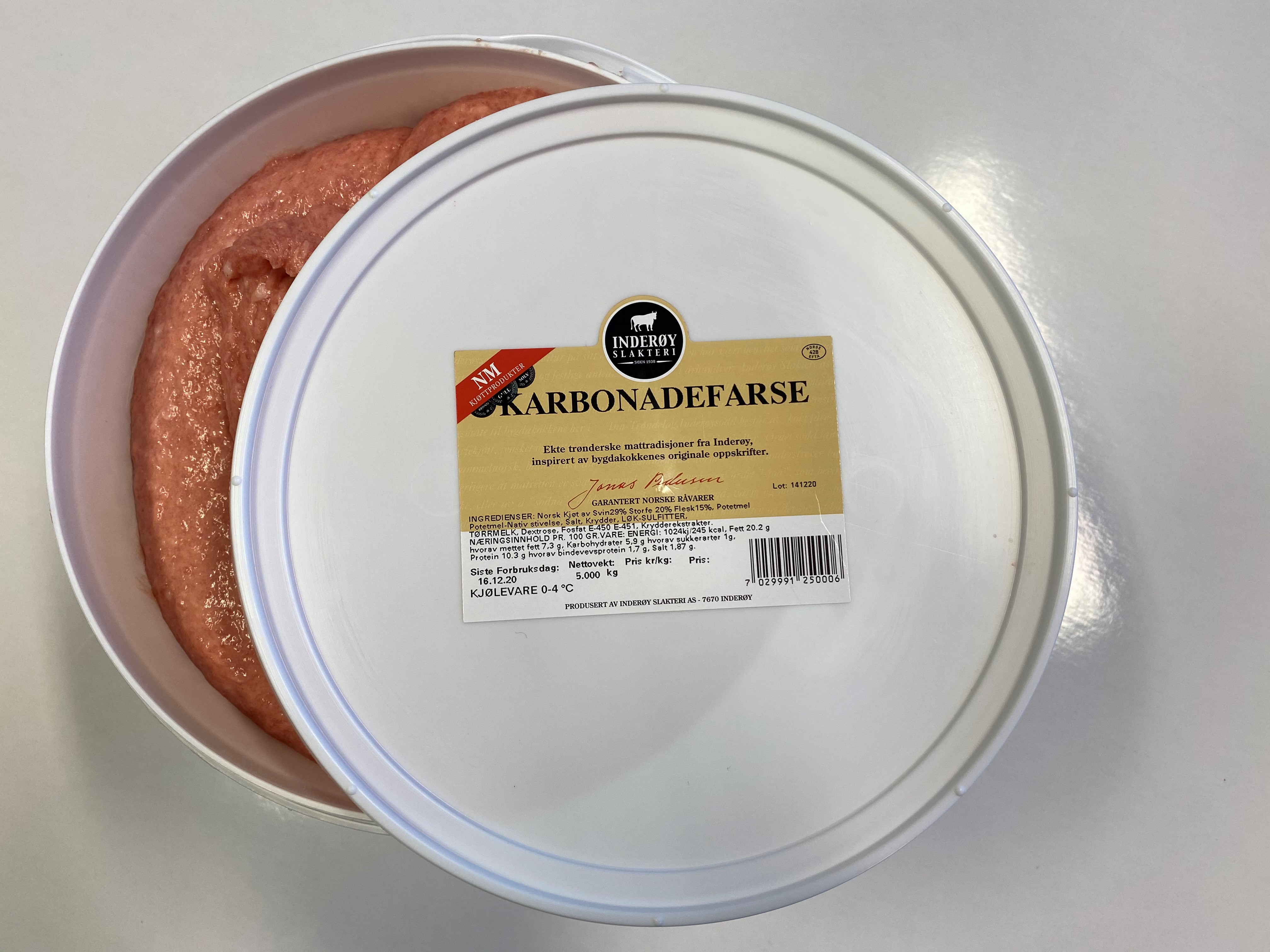 Illustrasjonsbilde - Fersk karbonadefarse 5kg