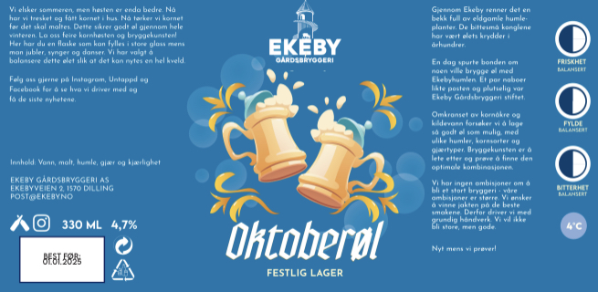 Illustrasjonsbilde - Ekeby Gårdsbryggeri AS Oktober 330ml Ekeby Gårdsbryggeri As 330ml