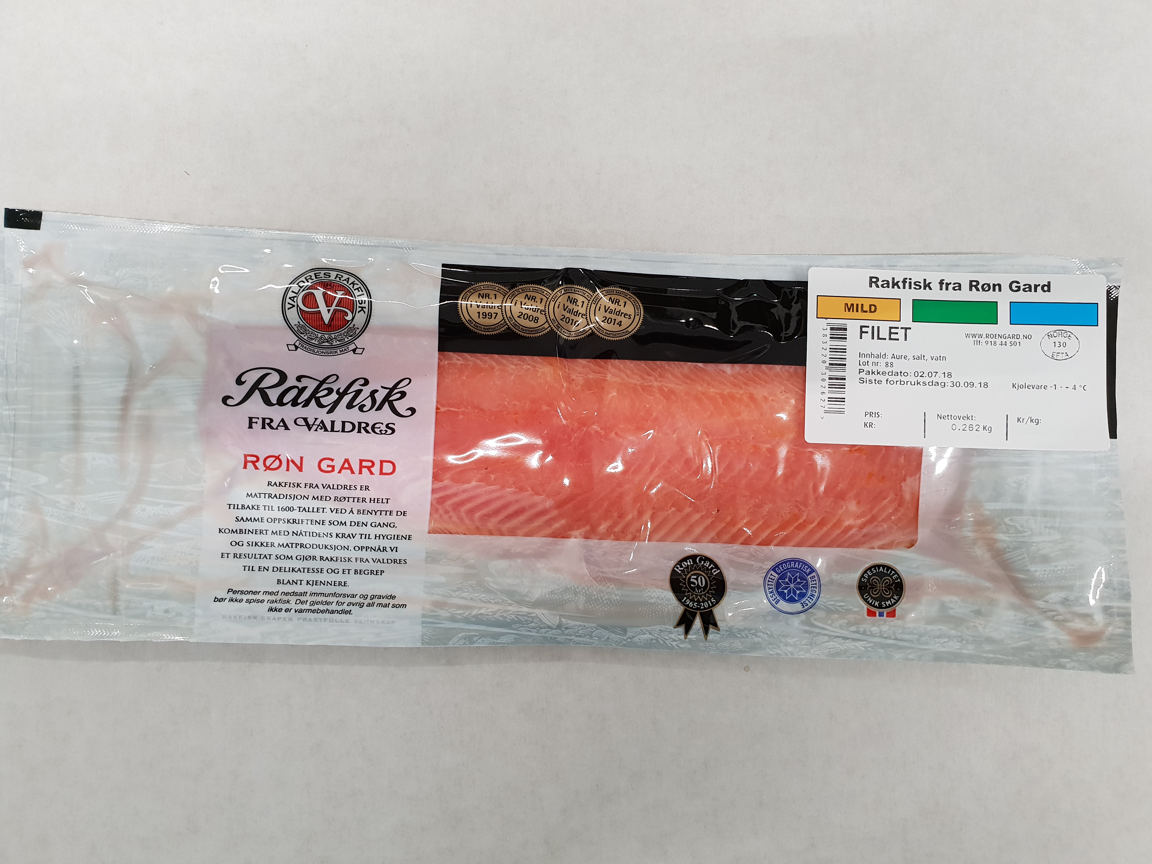 Illustrasjonsbilde - ¤Røn-Gard Rakfisk Mild Filet Vakum