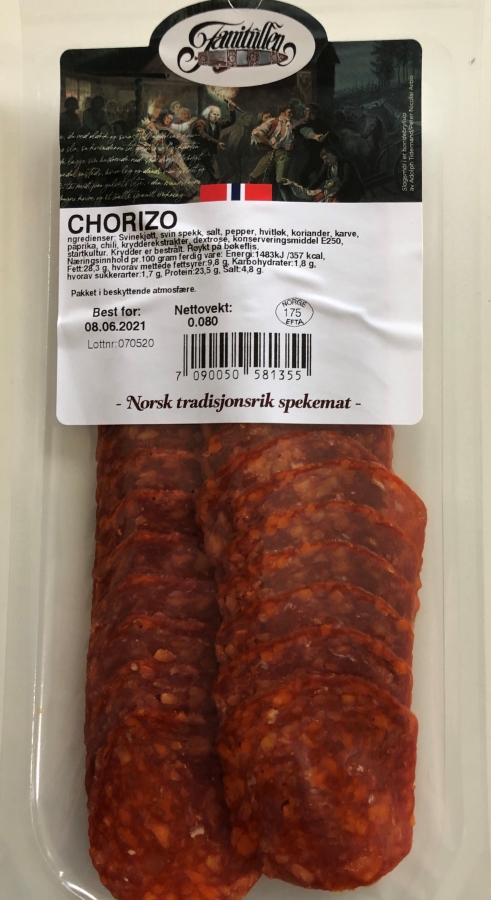 Illustrasjonsbilde - Chorizo 80g