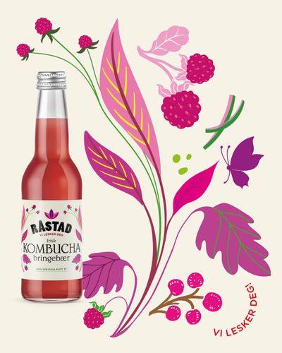 Illustrasjonsbilde - Råstad Kombucha Bringebær